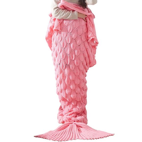 Couverture de queue de sirène tricotée d'écailles de poisson de FS couverture de canapé adulte / enfant / bébé TV - Rose 90*190CM