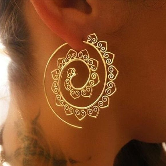 Boucles d'oreilles rondes à la mode pour femmes - Or 