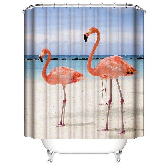 Rideau de douche imperméable avec impression numérique Flamingo 3D - multicolor W71 X L71 INCH