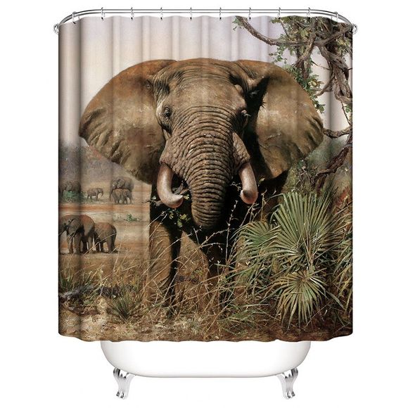 Rideau de douche imperméable à l'impression numérique 3D Elephant - multicolor B W71 X L71 INCH