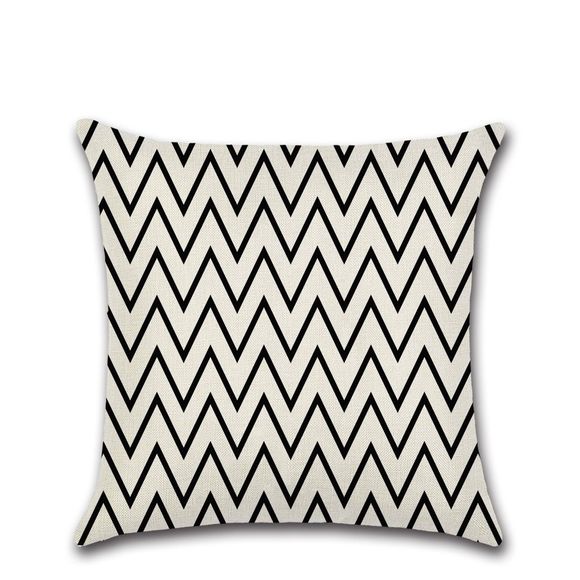 Taie d'oreiller câlin en lin ondulé géométrique noir et blanc - multicolor A 45*45CM