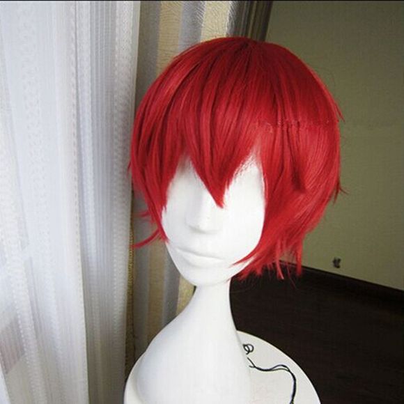 Perruque COS type anime de cheveux bobo rouge - Rouge Rose 20INCH
