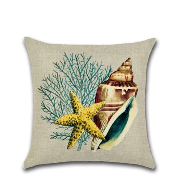 Taie d'oreiller en lin à motif corbeille de poulpe à motif corail de style méditerranéen - multicolor A 45*45CM
