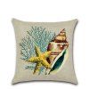 Taie d'oreiller en lin à motif corbeille de poulpe à motif corail de style méditerranéen - multicolor A 45*45CM