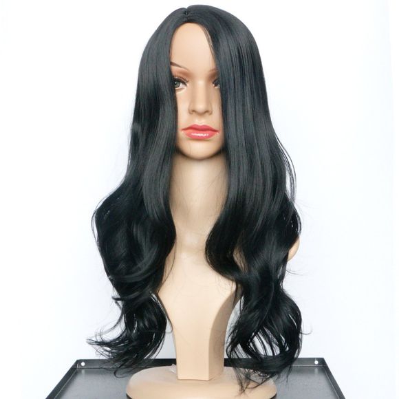 Perruque Synthétique Noire Femme Grande Vague Longue Cheveux Frisés - Noir 