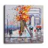 Paysage urbain, personnage abstrait, salon, décoration, peinture - multicolor 40CMX40CM