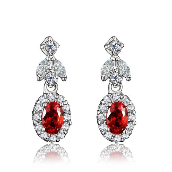 Boucles d'oreilles élégantes pour les femmes bijoux en métal plaqué or 18 carats plaqué or - Rouge 