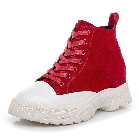 Mocassins Red Sneakers Femmes Chaussures Augmentation Automne Nouvelles Hautes Sports Casual Chaussures - Rouge EU 34