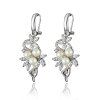 Boucles d'oreilles pendantes de forme de fleur de zircon pour les femmes bijoux de mariage - Argent 