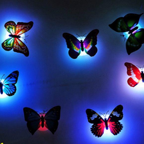 Décorations pour la maison de lumière de nuit colorée papillon LED - multicolor 