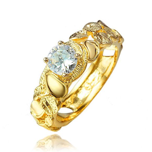 Bague de luxe plaquée en or 18K pour accessoires de qualité supérieure de bijoux pour femmes - Or US 8