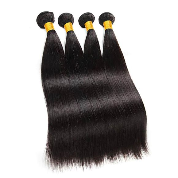 Cheveux bruts, cheveux raides, cheveux humains, paquets Remy Hair Extensions - Noir Naturel 10INCH X 10INCH X 12INCH X 12INCH