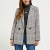 SBETRO manteau femme bouton v cou poche hiver vêtements de bureau pour dames - Kaki Léger XL