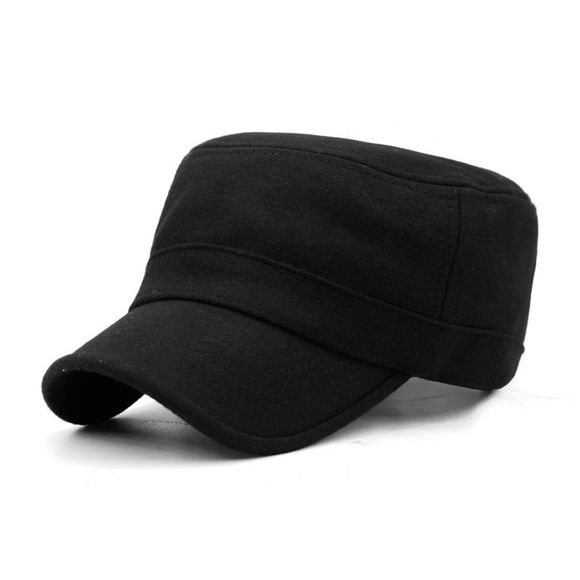 Chapeau plat chaud en laine militaire Cap + Convient pour circonférence de la tête 56-58CM - Noir 