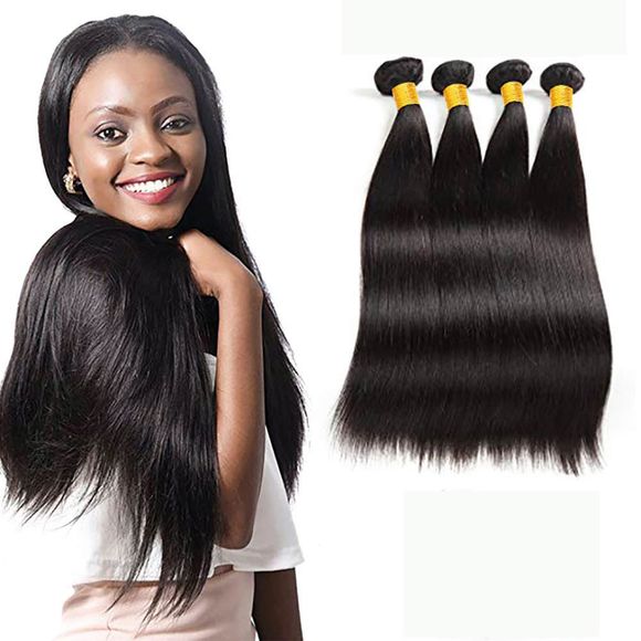Brésiliens cheveux raides 4 faisceaux extensions de cheveux droites 50g / Bundle - Noir Naturel 16INCH X 16INCH X 18INCH X 18INCH