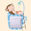 Autocollant de commutateur de lumière de singe drôle mignon sticker mural amovible en PVC - multicolor 22X16CM