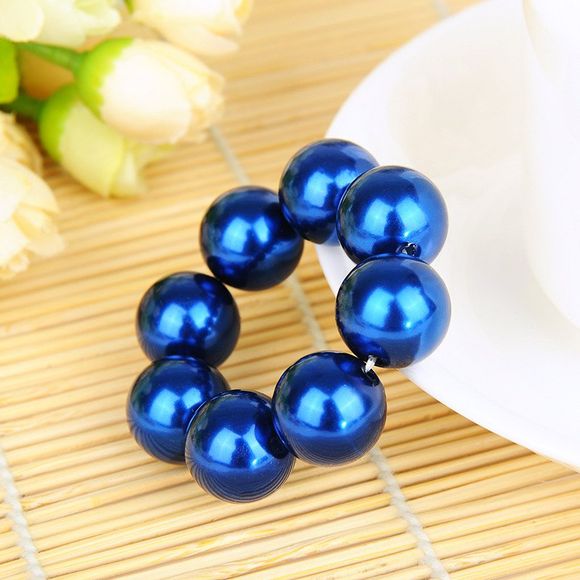 Tempérament doux tête corde grande perle perlée élastique anneau de cheveux accessoire de cheveux - Bleu Marine REGULAR
