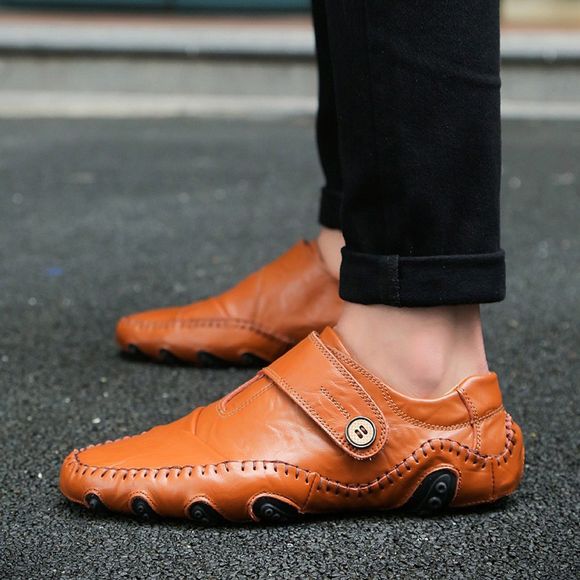 Chaussures à lacets pour hommes en cuir véritable - Brun EU 38