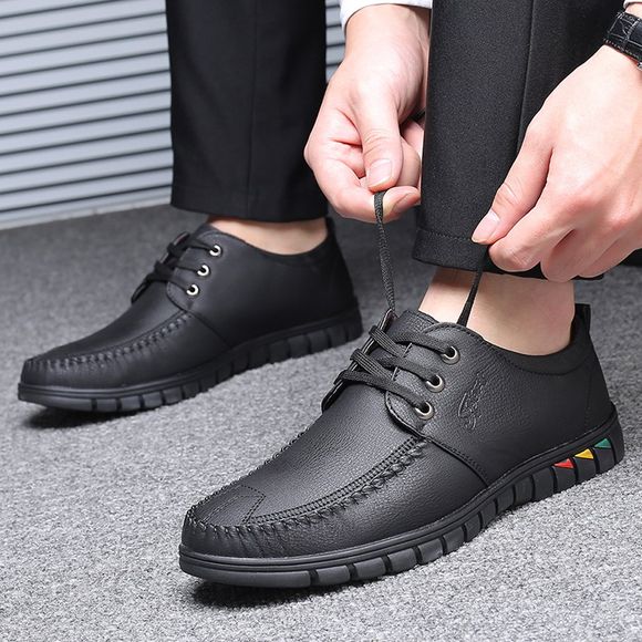 Chaussures en cuir d'affaires décontractées pour hommes Chaussures confortables et douces - Noir EU 43