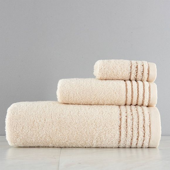Serviette de bain en coton bio NIUFEISI Serviette de bain et serviette en trois sets - Blanc Chaud PACK OF 3