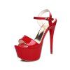 Sandales de style américain pour night-club de mariage avec ceinture haute de 16 cm - Rouge EU 35