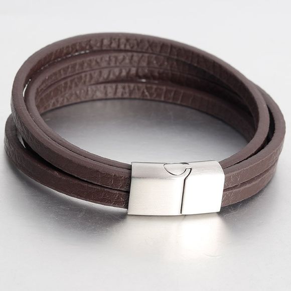 Bracelet de bracelet de bracelet de bracelet en cuir multicouche sexy sexy ceinture en cuir - Café profond 20.5CM