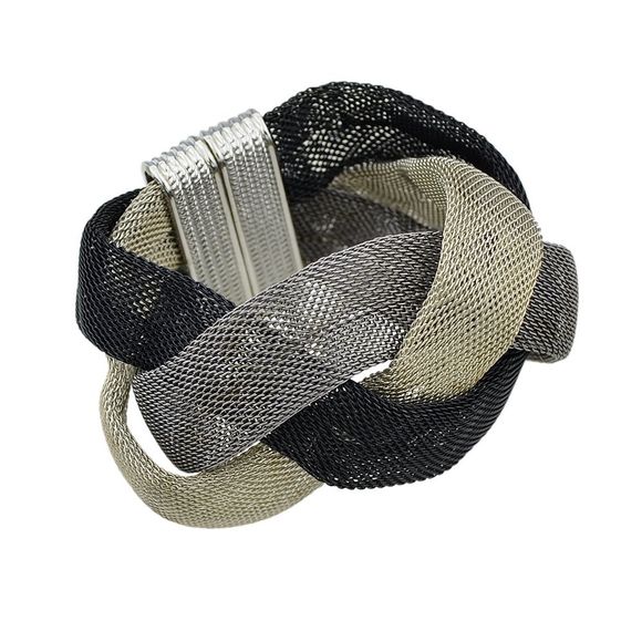 Bracelet à la mode en métal argenté noir - Argent 