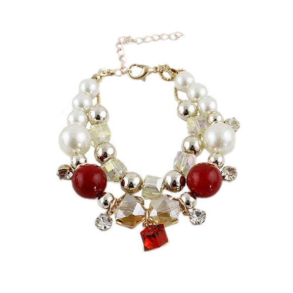 Perles Colorées Perles Multicouches Bracelet Chaîne - Rouge 