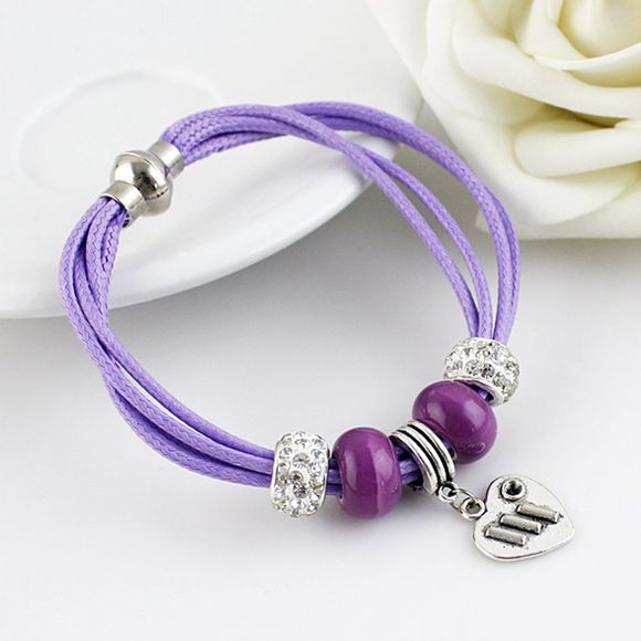 Bracelet tressé coloré avec breloque - Violet Crocus 