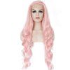Perruques de cheveux humains avant de couleur rose longs cheveux bouclés brésiliens - Rose clair 26 INCH