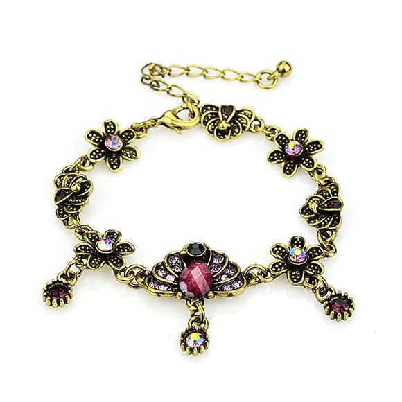 Bracelet à la mode avec strass violet - Rose Oeillet Foncé 