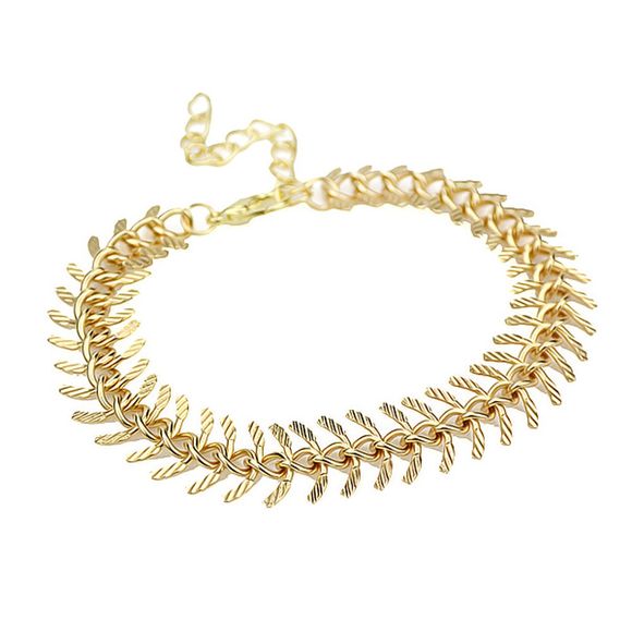 Bracelet fantaisie avec chaîne en os de serpent doré - Or 