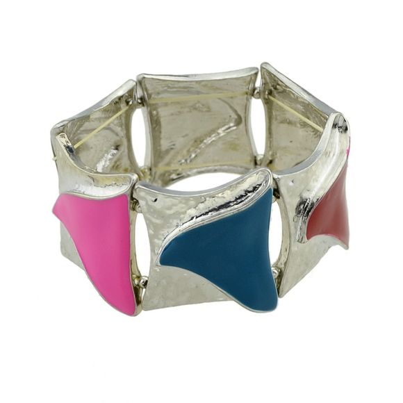 Bracelet élastique Fashion en argent avec gouttes d'huile - Argent 