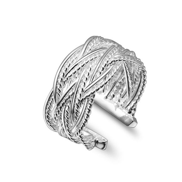 Anneaux tressés d'anneau plaqués par réticulocyte populaire d'argent 925 d'ouverture de mode de mode - Argent US 8
