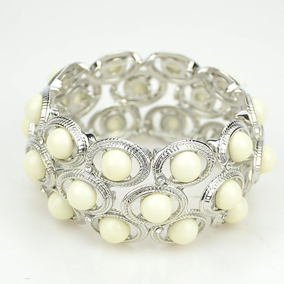 Bracelet creux à la mode avec perle blanche - Blanc 