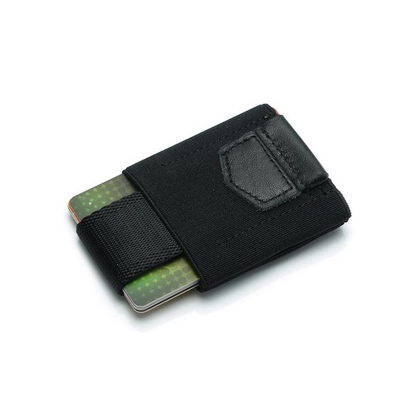 Paquet de cartes de portefeuille en cuir élastique - Noir 