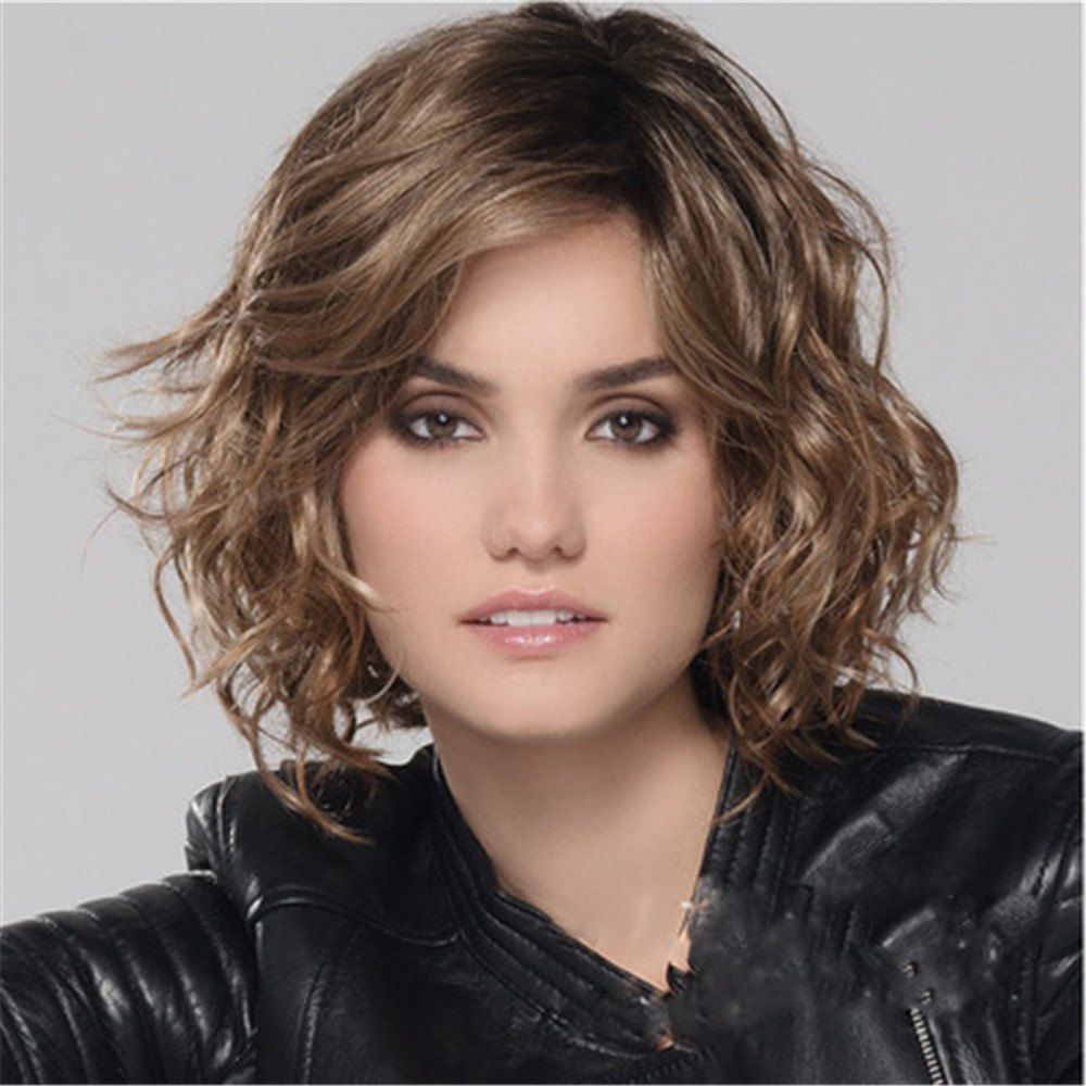 [41% OFF] 2021 Female Short Curly Hair Oblique Bangs Messy Fluffy ...