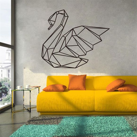 Autocollants muraux d'oie de géométrie amovibles PVC Art Vinyle Salon Décoration de la maison - Noir 67X57CM