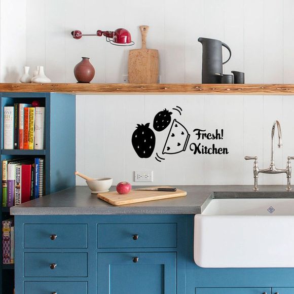Fraises Frais Cuisine Sticker Mural Enfants Enfants DIY Home Party Décoratif - Noir 43X25CM