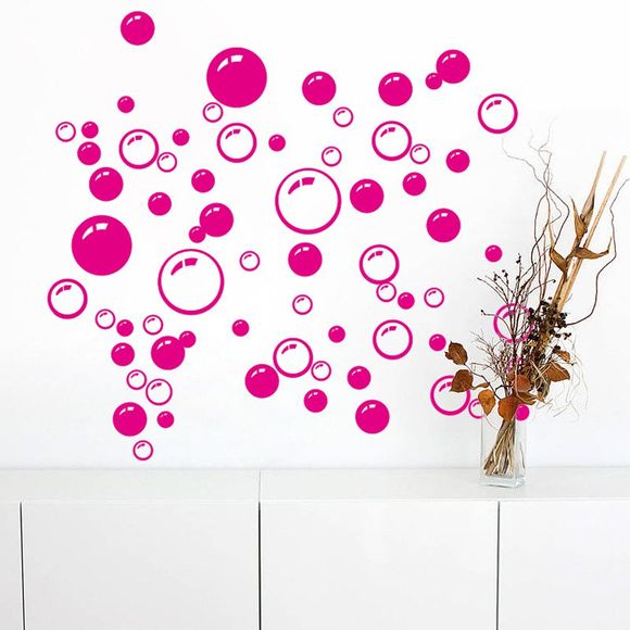 Autocollant Mural de Cercle Amovible en PVC à la Mode - Rouge Rose 45X20CM