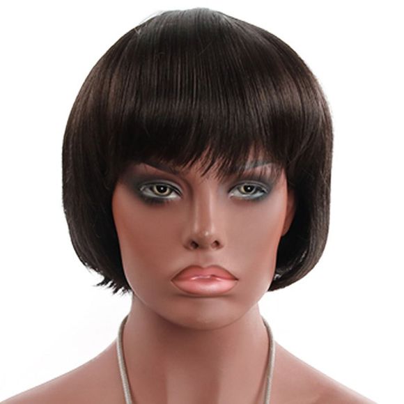 Neat Bang Straight Smooth Bob perruque courte - Noir 10INCH