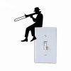 Homme jouant du trombone Silhouette Interrupteur Autocollant Musique Vinyle Sticker mural - Noir 12X10.1CM