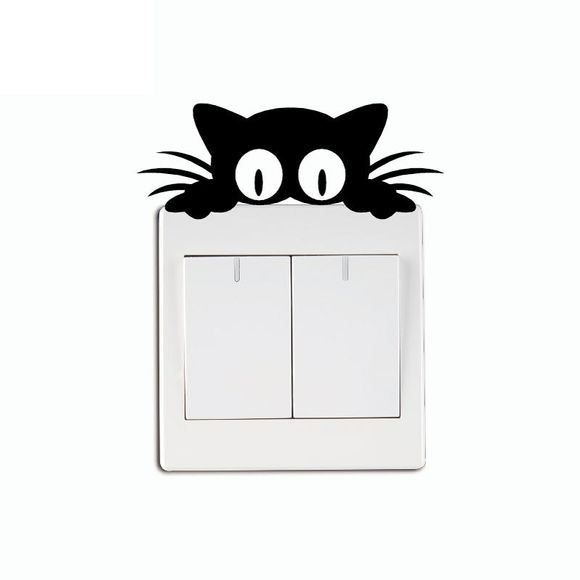 Autocollant de tête de chat autocollant drôle de bande dessinée vinyle animal vinyle chambre d'enfant - Noir 3.4X9CM