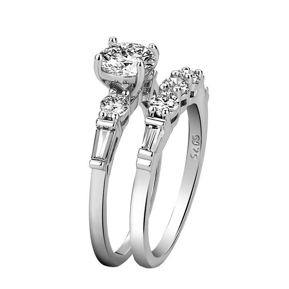 Bague de mariage en diamant zircon avec diamants à la mode - Argent US 8