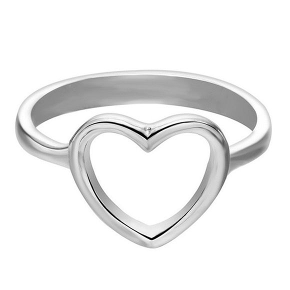 Élégante bague de bijoux en forme de coeur minimaliste dames - Argent US 9