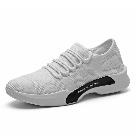 Hommes été respirant Mesh Sneakers Homme Chaussures à lacets légères Tenis - Blanc EU 40