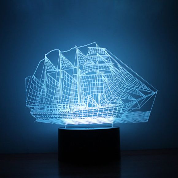 Bouton de lumière de nuit 3D pour voiliers USB Creative LED Light Smart Home - Noir 