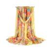 Nouvelle écharpe décorative longue à motif floral Lady Wild imprimée à section mince - Jaune 1PC