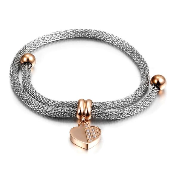 Bracelet en cuir tressé Bracelet en acier inoxydable Bijoux en acier au titane - Or de Rose 