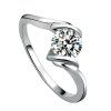 Jonc de mariage en forme de coeur avec diamant artificiel simple et zircon - Argent US 9